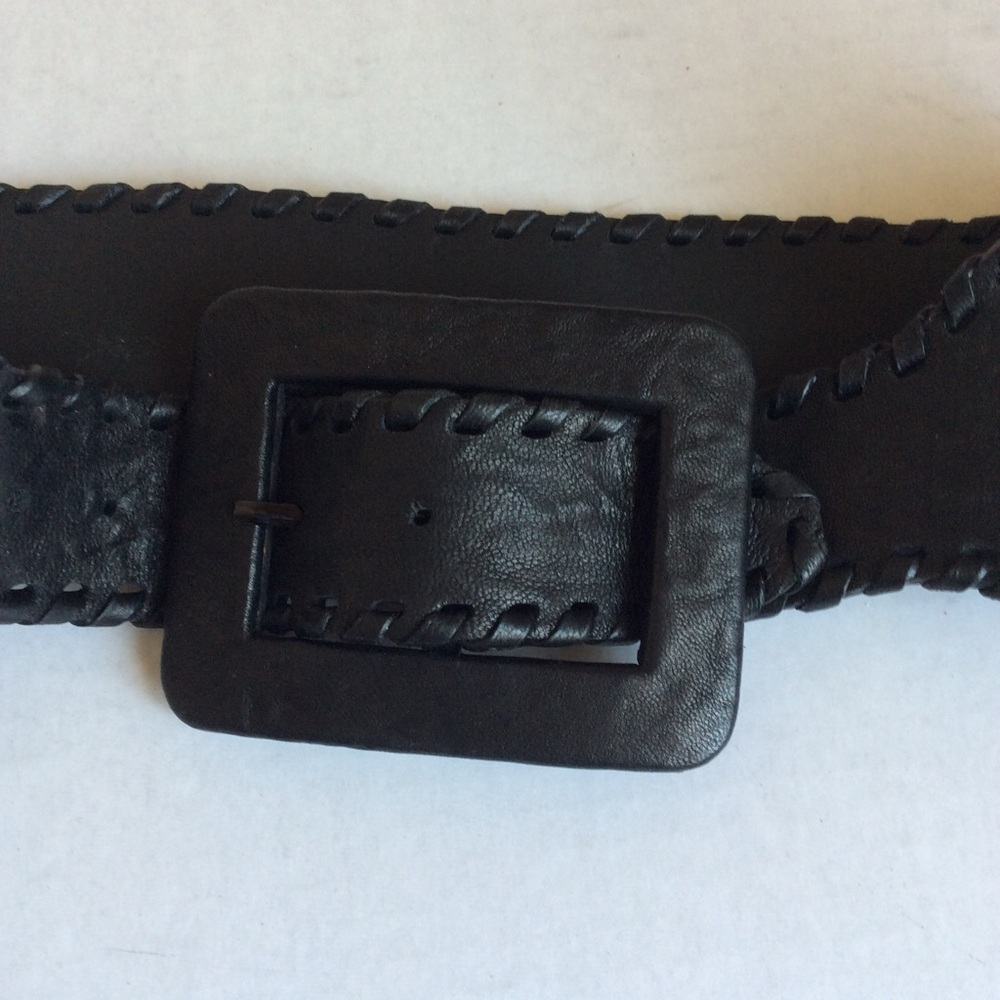 Thomas Wylde Black Leather Belt with Braided Design